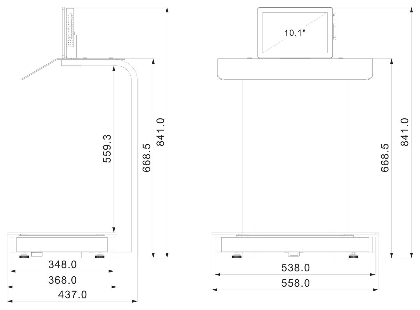 RCY1010R mechanical dimensions